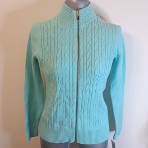 Charter Club Aqua Cable Knit Cardigan